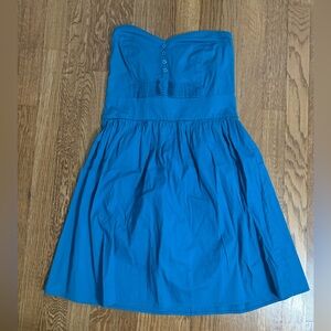 Blue strapless A line dress